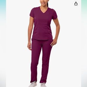 Adar Pro Core Classic Scrub Set for Women -Scrub Top & Tailored Yoga Scr…